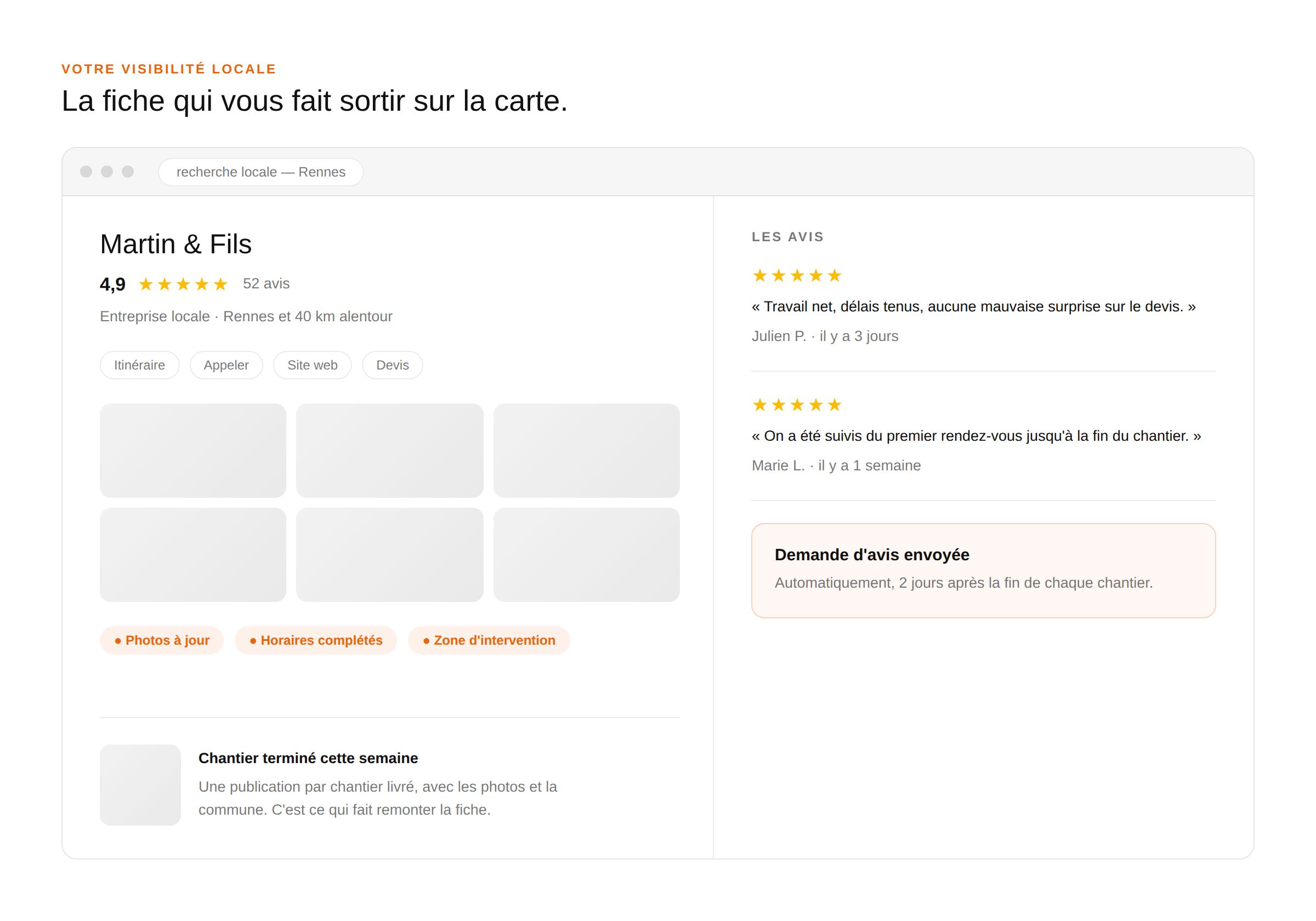Fiche Google refaite, avis lancés